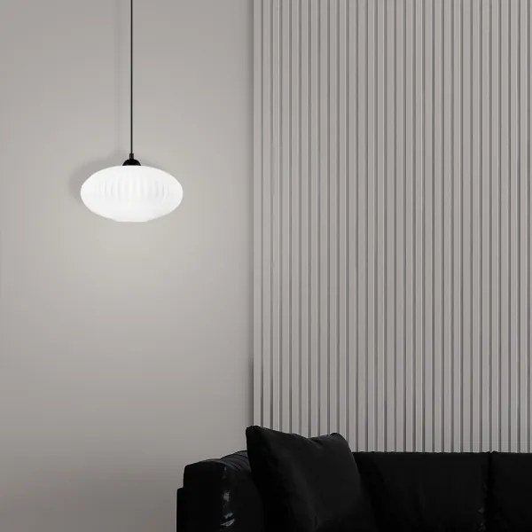Lampadario a sospensione con filo HARMA 1xE27/15W/230V diametro 30 cm bianco/nero