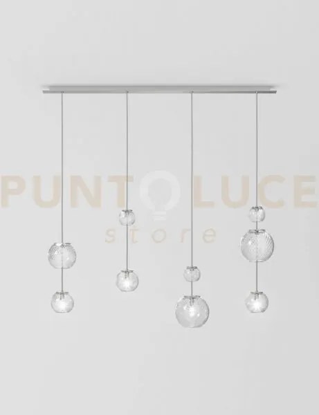 Oto sospensione lin cristallo rigadin nickel satinato 4 luci attacc...