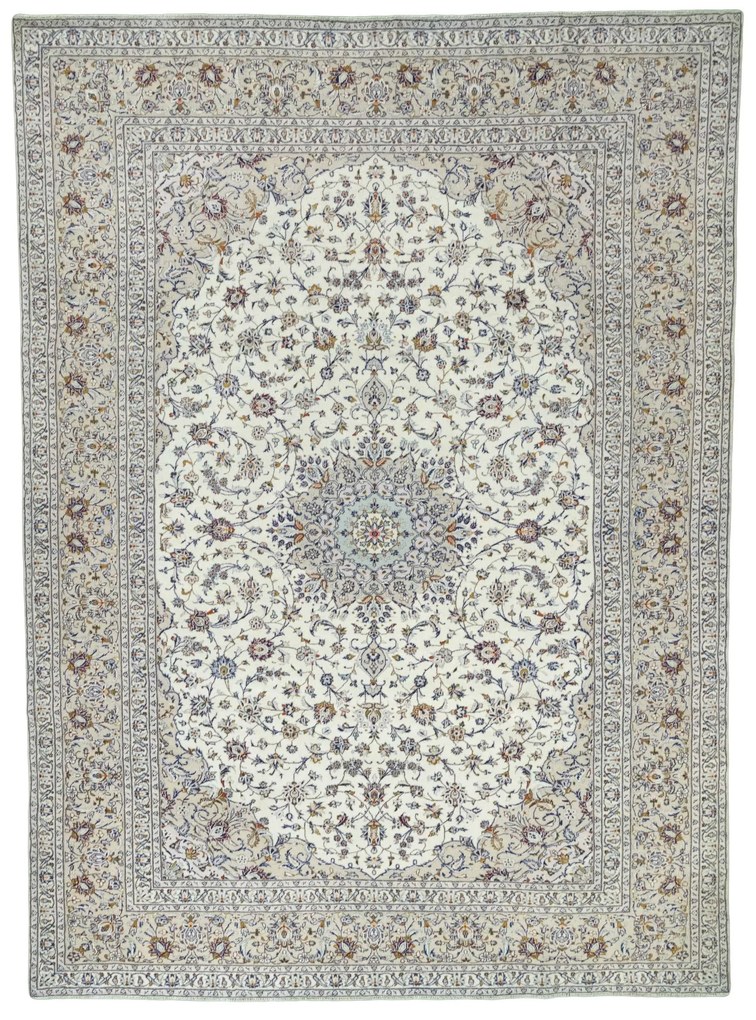 Kashan Tappeto 290x400 Beige (Iran) Annodato A Mano
