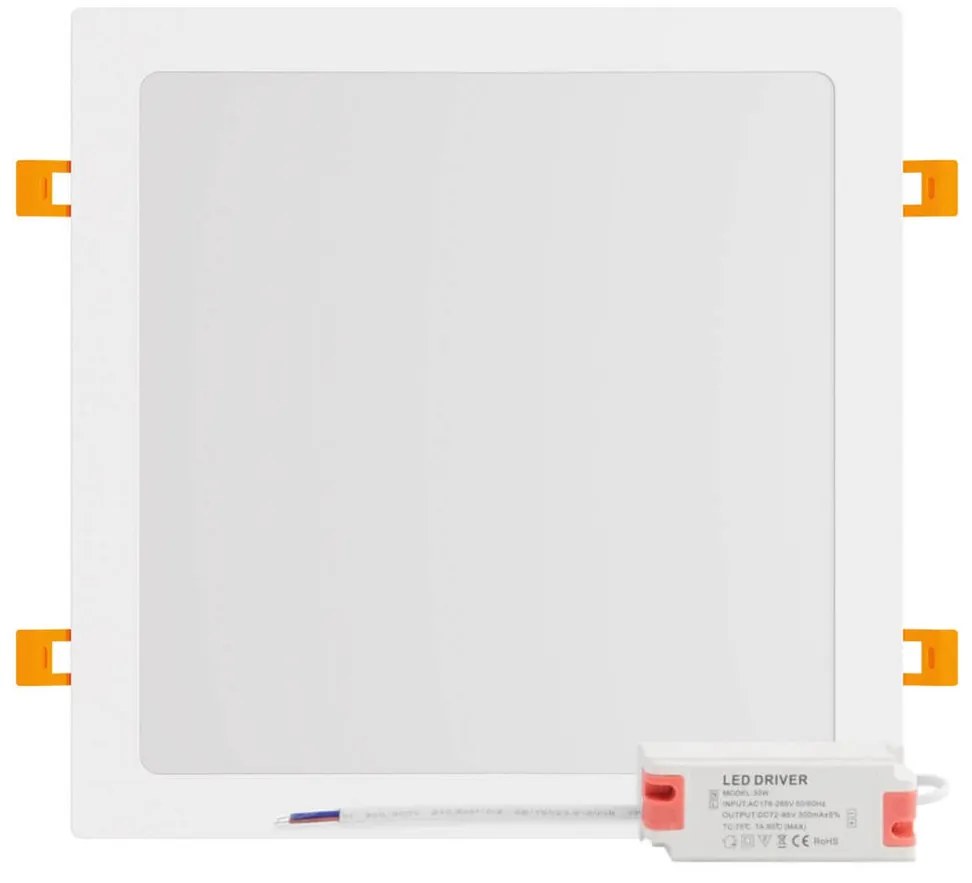 Pannello LED Quadrato 30W 3.000lm Foro 280x280mm Osram chip LED Colore Bianco Caldo 3.000K