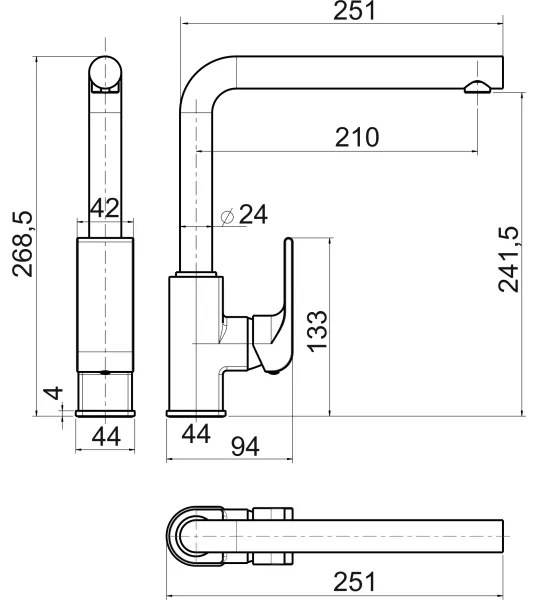 Novaservis - Miscelatore per lavello NOBLESS SHARP, finitura cromata lucida
