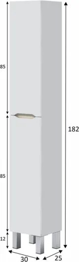 Colonna Da Bagno 2 Ante 30x25x182 Cm Con Piedini Lea Bianco Lucido
