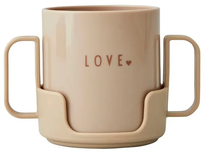 Tazza beige per neonati Love Mini - Design Letters