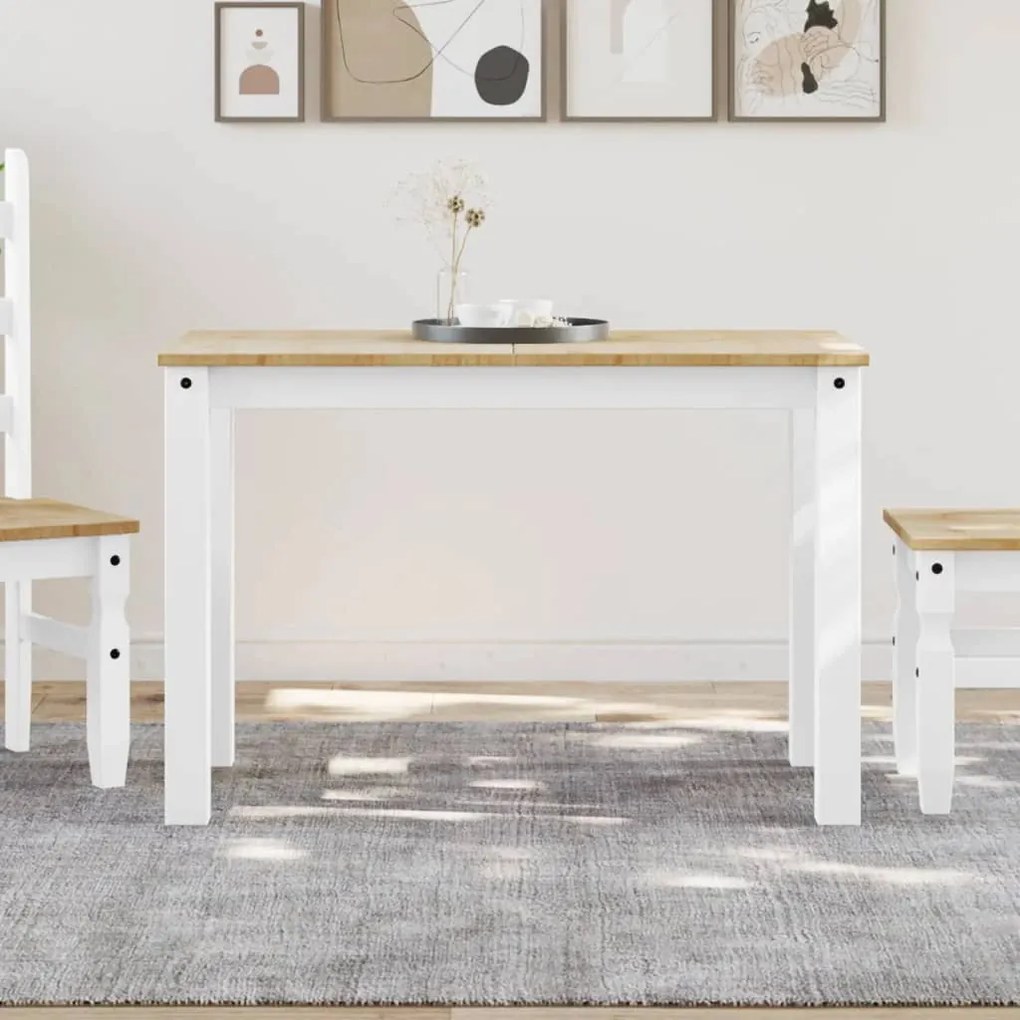 Tavolo Da Pranzo Panama Bianco 117x60x75 Cm Legno Massello Pino /