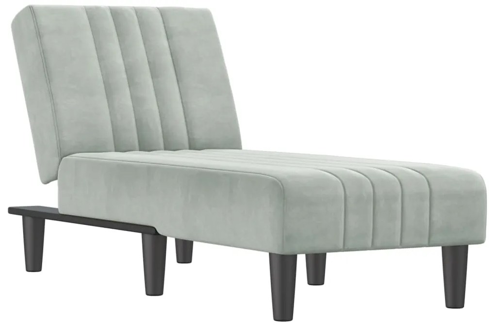 Chaise longue in velluto grigio chiaro