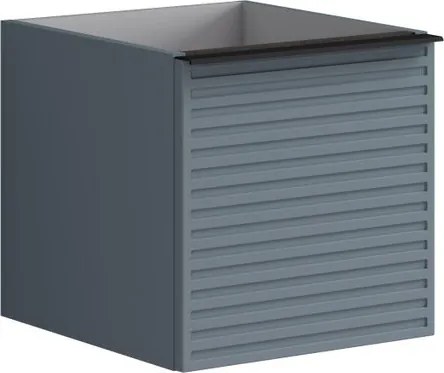 Cassettiera Pixel con 1 cassetto frontale Stripes laccato opaco indaco e maniglia alluminio nero opaco L.40 H.40 P.45,5 cm.