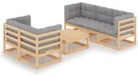 Set Divani da Giardino 6 pz con Cuscini Legno Massello di Pino 3076379