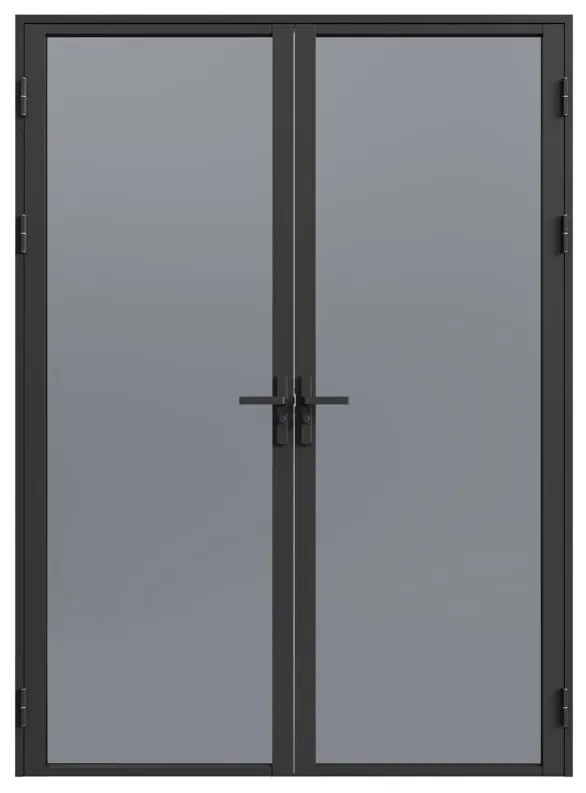 Blocco porta reversibile a due battenti in alluminio e vetro temperato fumé 2 x H204 x L83 cm Nero - LOXTON