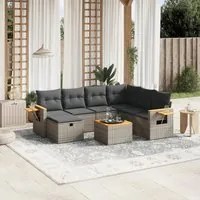 Set Divano da Giardino 8 pz con Cuscini Grigio in Polyrattancod mxl 113770