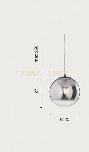 Sospensione balu 3-fume' 1 luce attacco e27 d.25cm l.27cm