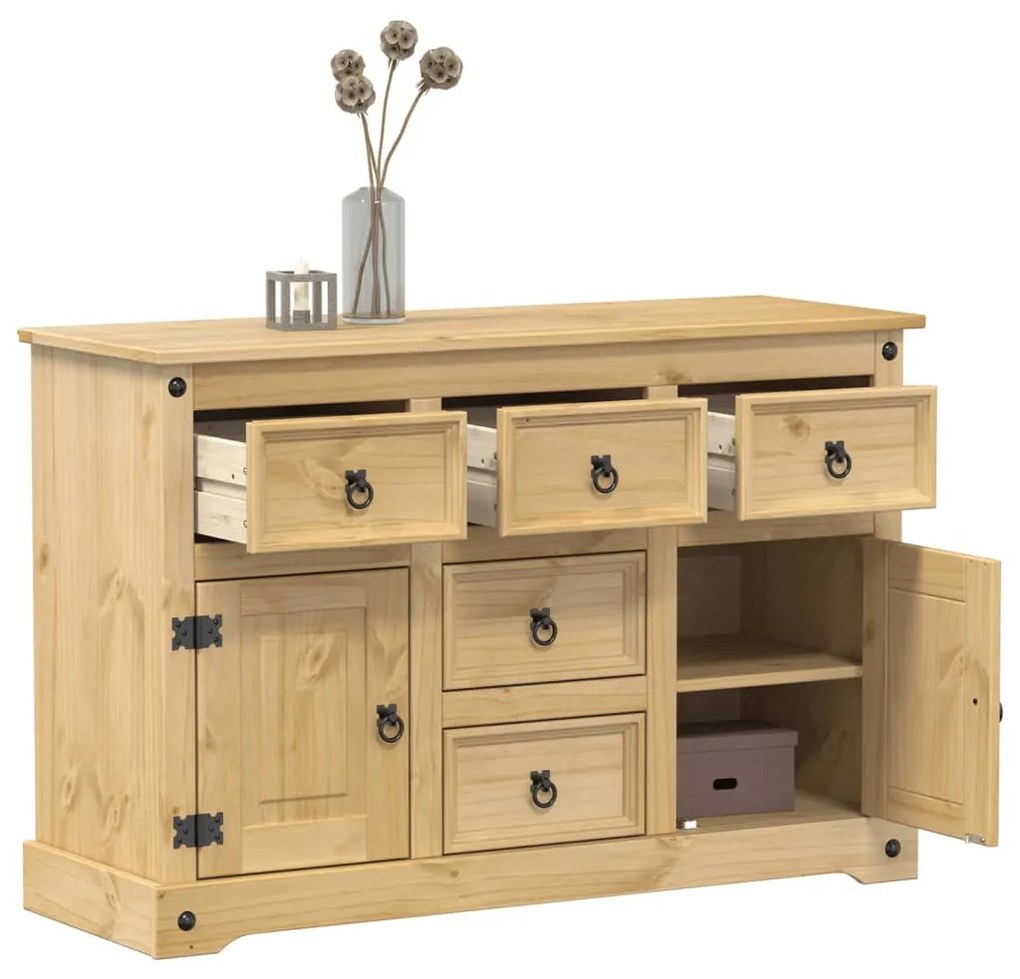 Credenza Corona 112x40x75 Cm İn Legno Massello Di Pino /