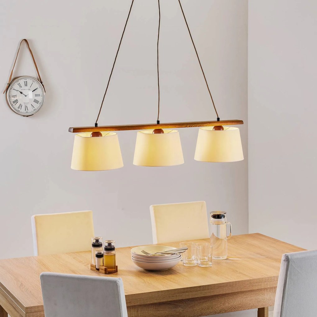 Lamkur Lampada sospensione Sweden, 3 luci, rovere rustico