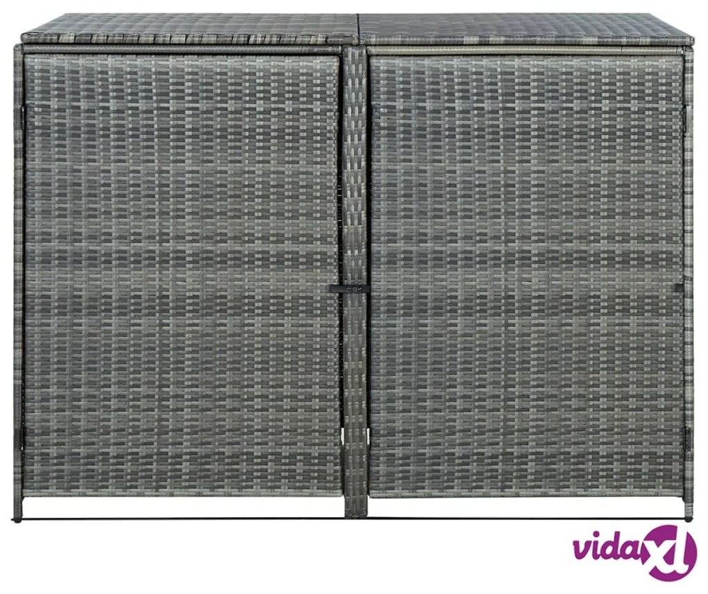 vidaXL Copribidone Rifiuti Doppio in Polyrattan Antracite 148x77x111cm