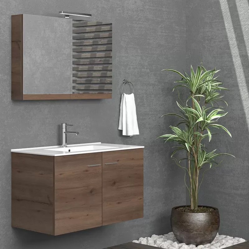Specchiera bagno contenitore 90 cm con 2 ante NEL-90 - KAMALU