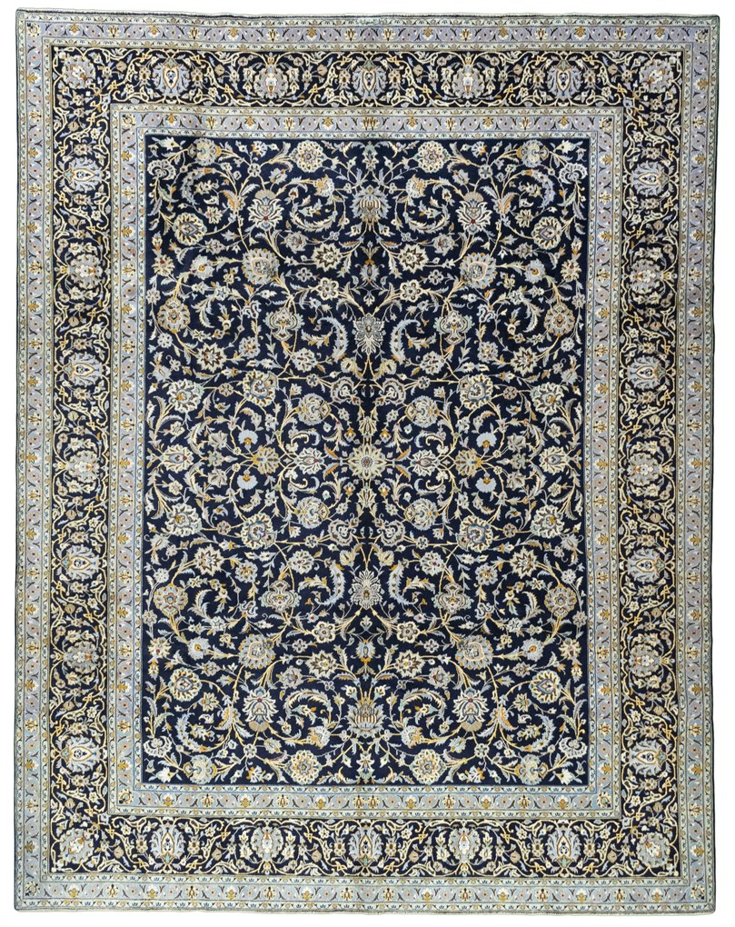 Kashan Tappeto persiano 400 x 310 Blu (Iran) Annodato A Mano
