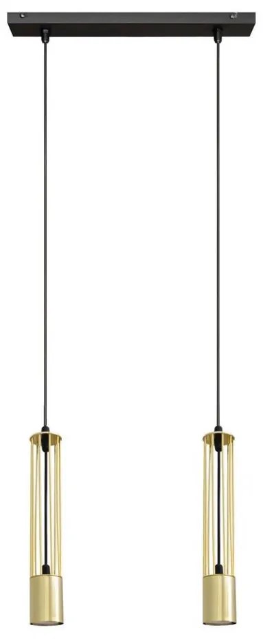 LED Lampadario su corda BARS 2xGU10/4,8W/230V oro/nero