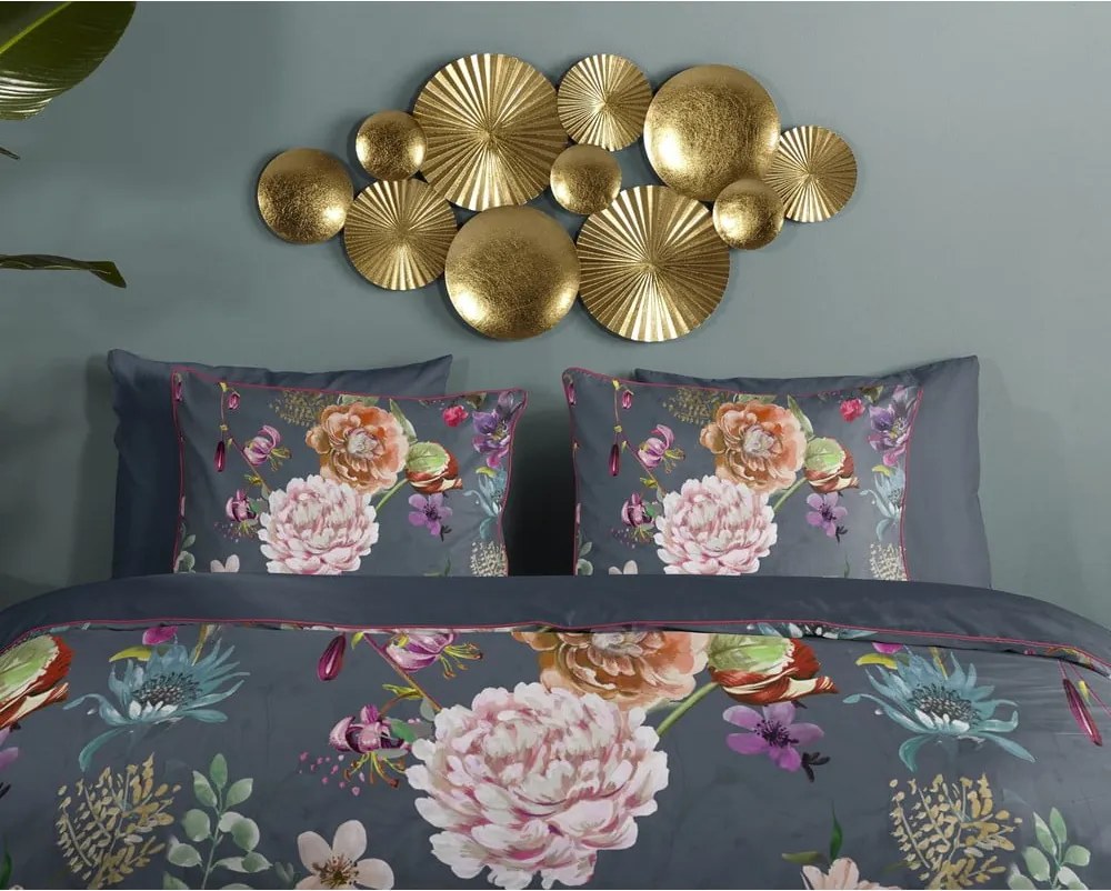 Set copripiumino e federa color antracite in raso di cotone per letto matrimoniale ed esteso 240x220 cm Parma – Descanso