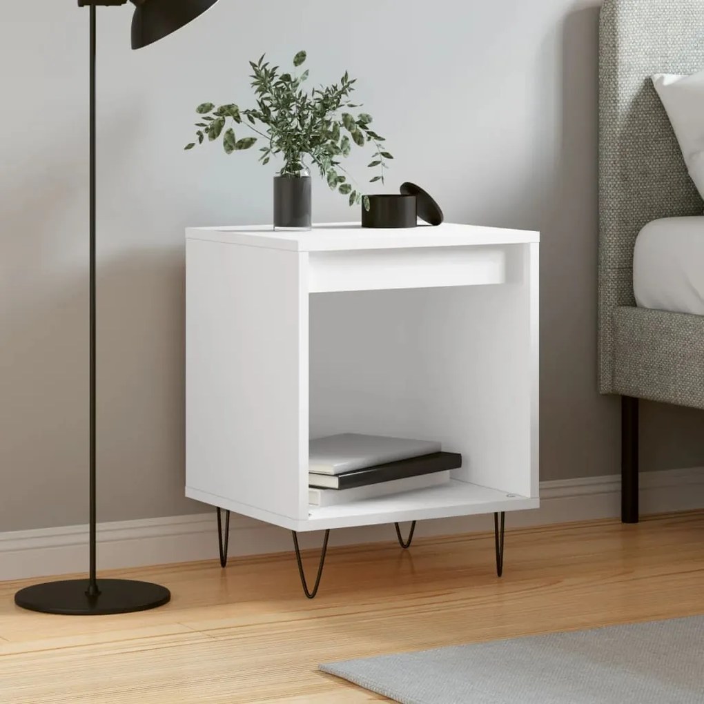 Comodino Bianco 40x35x50 Cm İn Legno Multistrato /