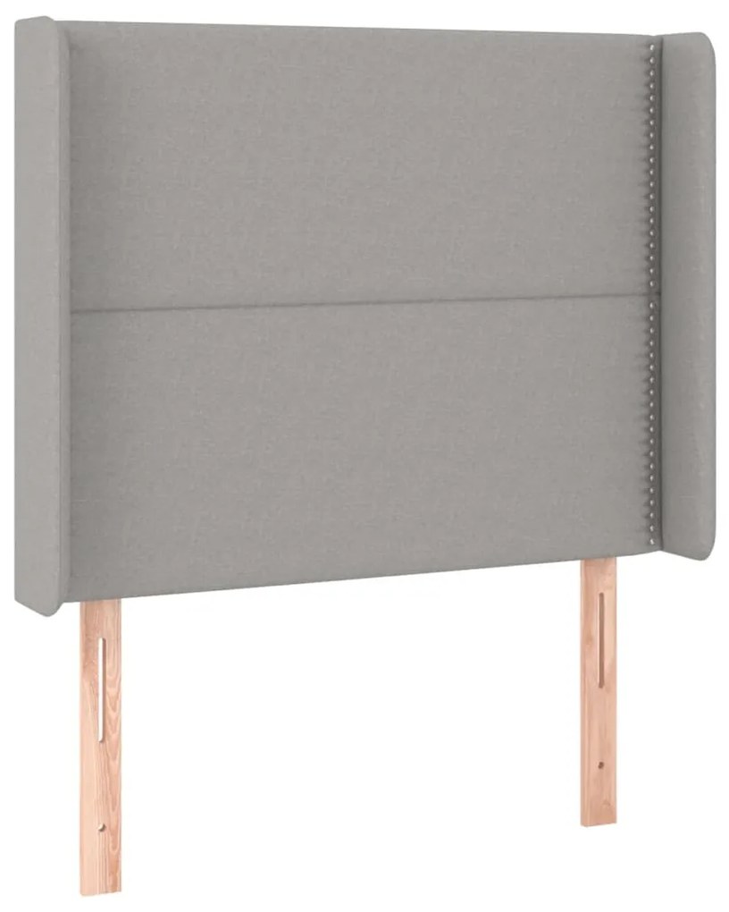 Testiera ad orecchio grigio chiaro 103x16x118/128 cm in tessuto