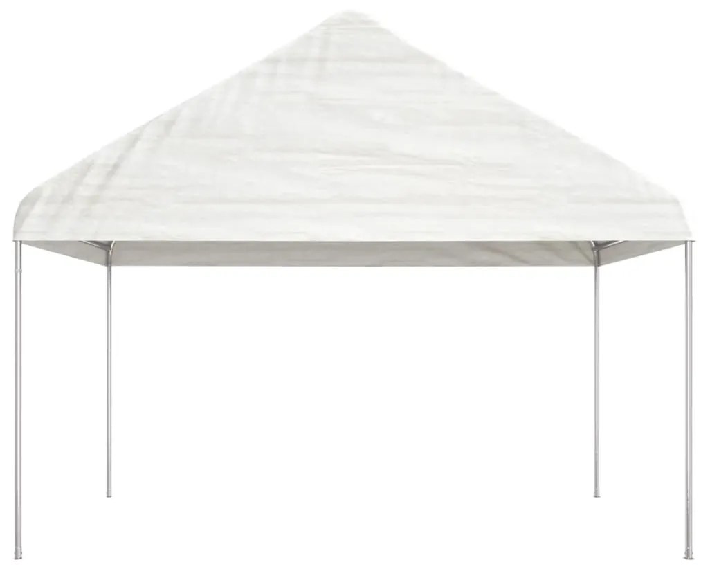 Gazebo con Tetto Bianco 15,61x4,08x3,22 m in Polietilene