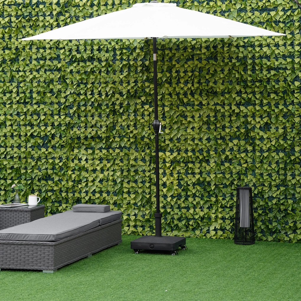 Base per Ombrellone da Giardino 45x45x39 cm Palo 38-48 mm con Ruote in HDPE Nero...