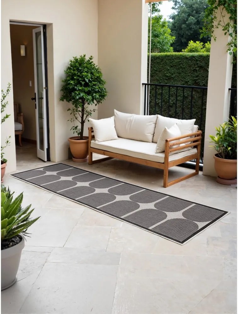 Passatoia da interno ed esterno bianca e nera 80x250 cm Duet Bowen – NORTHRUGS