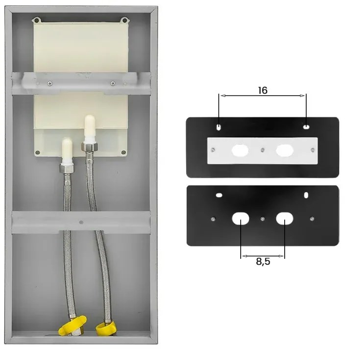 Soffione doccia a sbalzo 22x50 cm nero opaco in acciaio inox con cascata