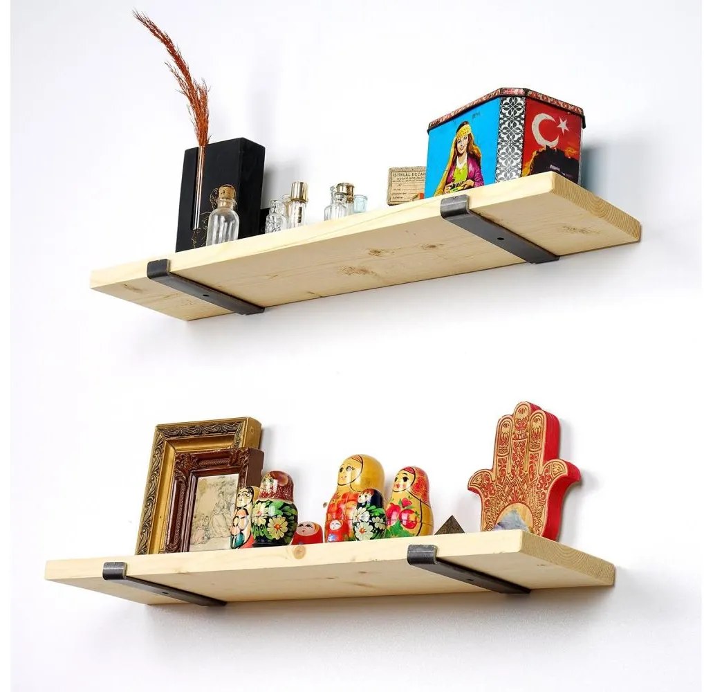 SET 2x Mensola da parete 16x60 cm abete