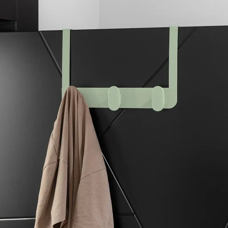 Gancio bagno triplo in acciaio e plastica verde rettangolare Fiore