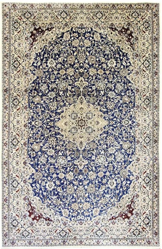 Nain Tappeto 330x210 Blu (Iran) Annodato A Mano