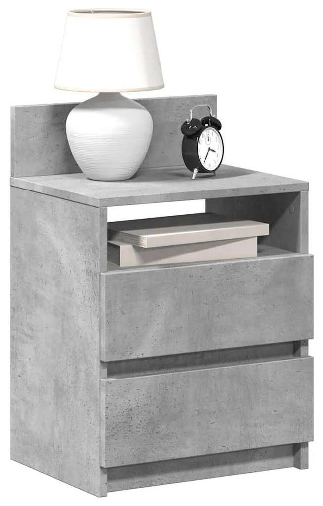 Comodini 2 Pz Con 2 Cassetti Grigio Cemento 40x33x60 Cm /