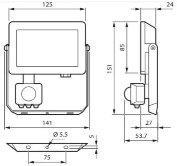 Philips - Riflettore LED con sensore DECOFLOOD LED/20W/230V IP65