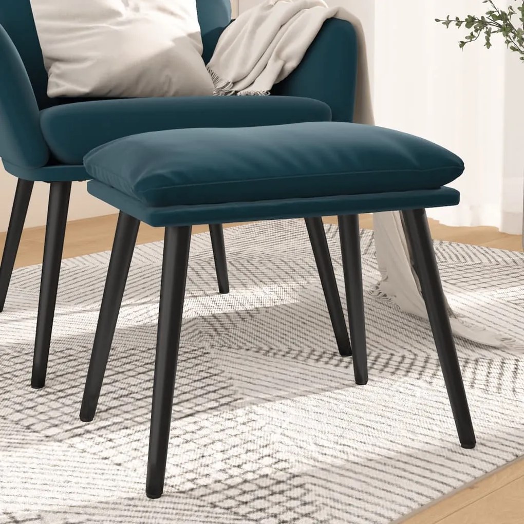Poggiapiedi Blu 45x29,5x35 Cm İn Velluto /