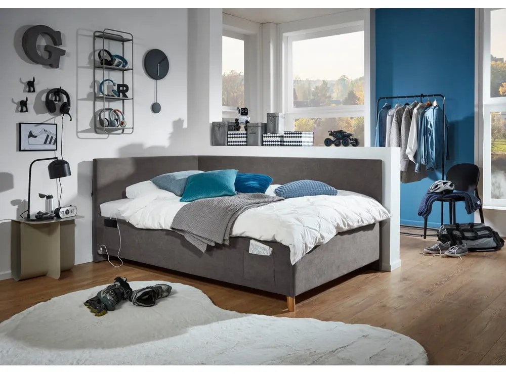 Letto da bambini con sponde color antracite imbottito rete non inclusa 140x200 cm Cool – Meise Möbel