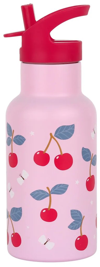 A Little Lovely Company - borraccia in acciaio inox, 350 ml - ciliegie