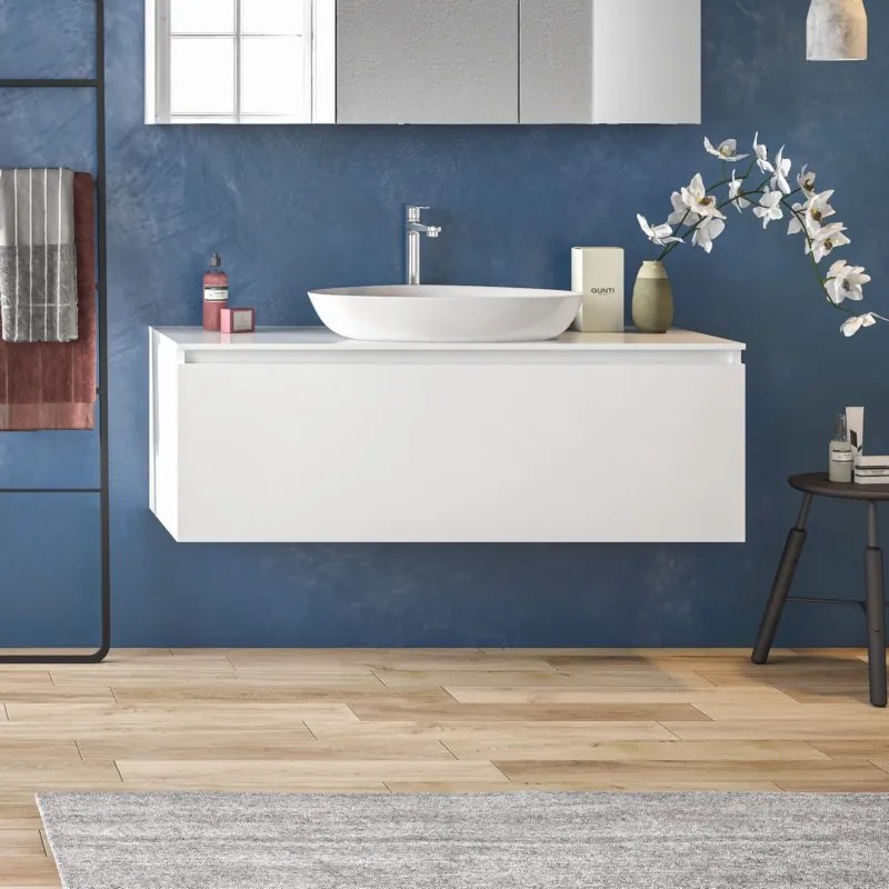Mobile 120cm bagno installazione sospesa con cassetto ammortizzato SP-120B - KAMALU