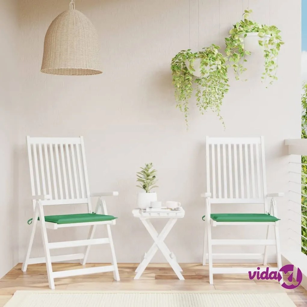 vidaXL Cuscini per Sedia 2 pz Verdi 40x40x3 cm in Tessuto Oxford