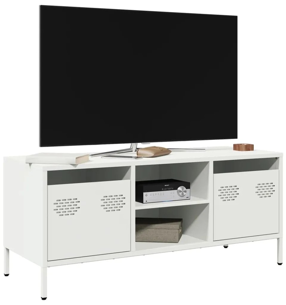 Mobile Tv Bianco 101,5x39x43,5 Cm İn Acciaio Laminato A Freddo /