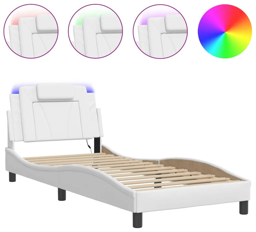 Giroletto con luci led bianco 80x200 cm in similpelle