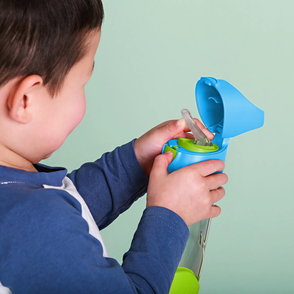 Bottiglia con cannuccia 450 ml – blu/verde