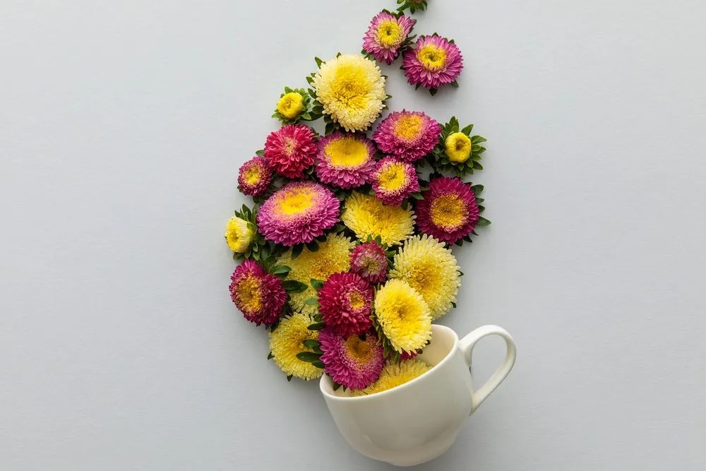 Quadro su tela – Tazza piena di fiori
