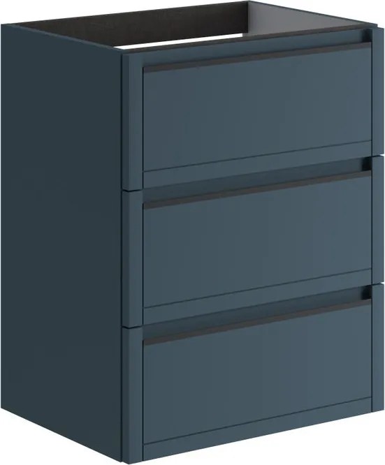 Mobile da bagno sospeso sotto lavabo L 59.5 x H 78 x P 45.5 cm blu opaco, 3 cassetti Tratto