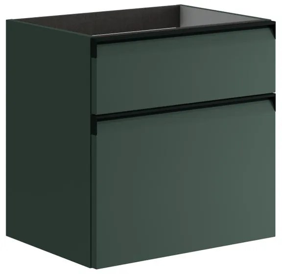 Mobile da bagno sotto lavabo Fusion verde opaco L 59.5 x H 60 x P 45.5 cm 2 cassetti, lavabo non incluso