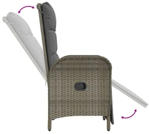 Set da Pranzo da Giardino 5 pz con Cuscini in Polyrattan Grigio