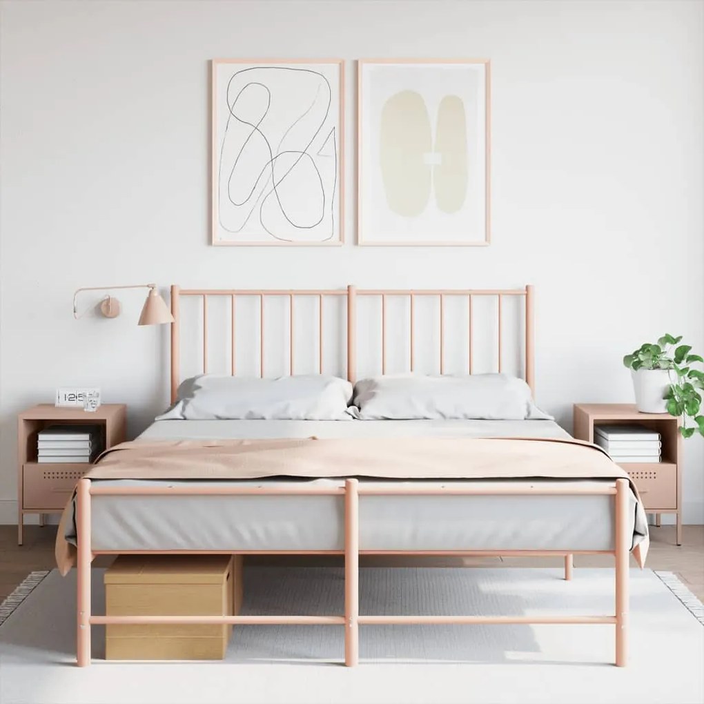 Comodini 2 Pz Rosa 36x39x50,5 Cm İn Acciaio /
