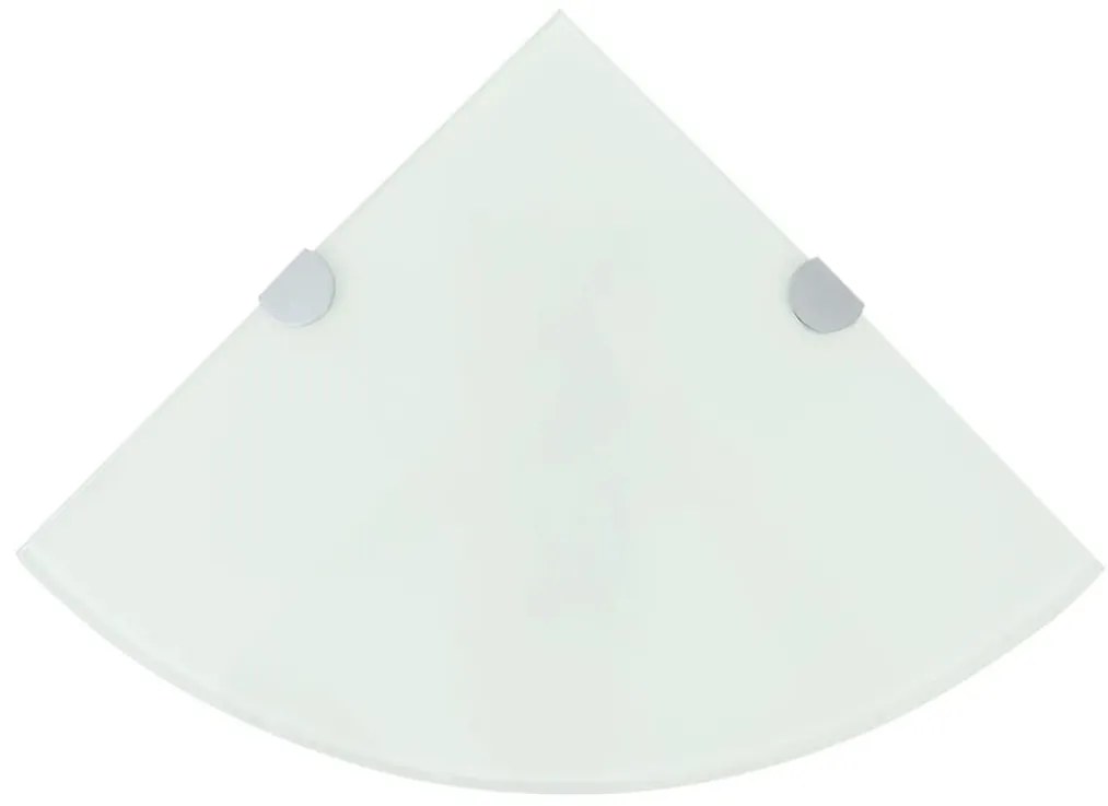 Scaffale Angolare Con Supporto İn Cristallo Vetro Bianco 35x35 Cm /