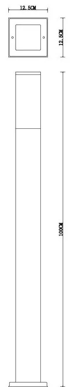 Paletto da Giardino 100cm Quadrato acciaio INOX Nero, IP54 IK06 base E27 Base E27