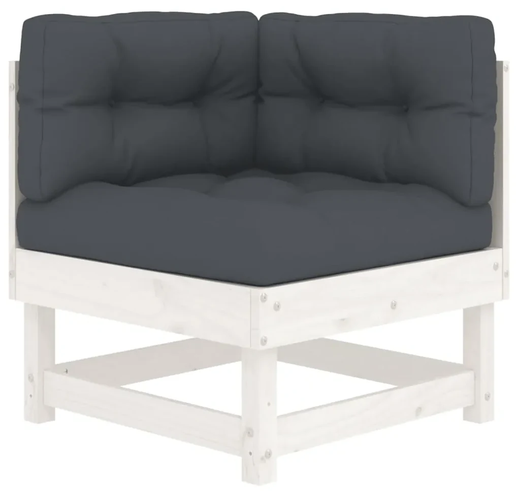 Set divani da giardino 5pz con cuscini in legno massello bianco