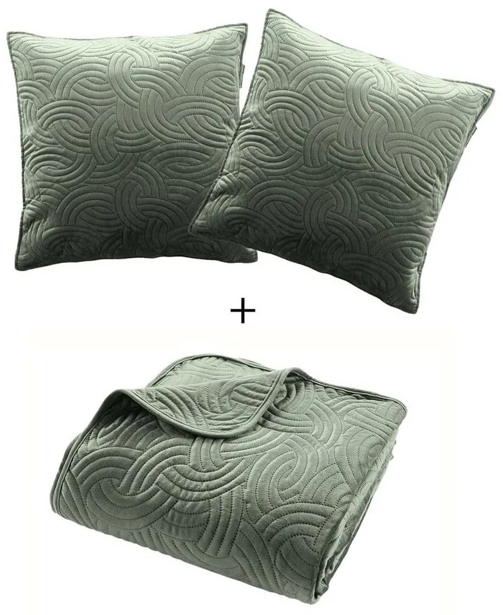 Set con copriletto e federa verde in velluto 240x260 cm Solange – douceur d'intérieur