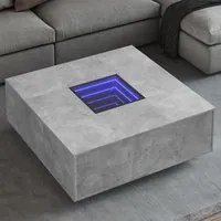 Tavolino Salotto con LED Infinity Grigio Cemento 100x100x40 cm 3284045